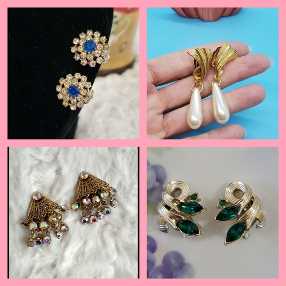 Vintage•Goldtone rhinestone Starburst design•clips - Picture 12 of 16